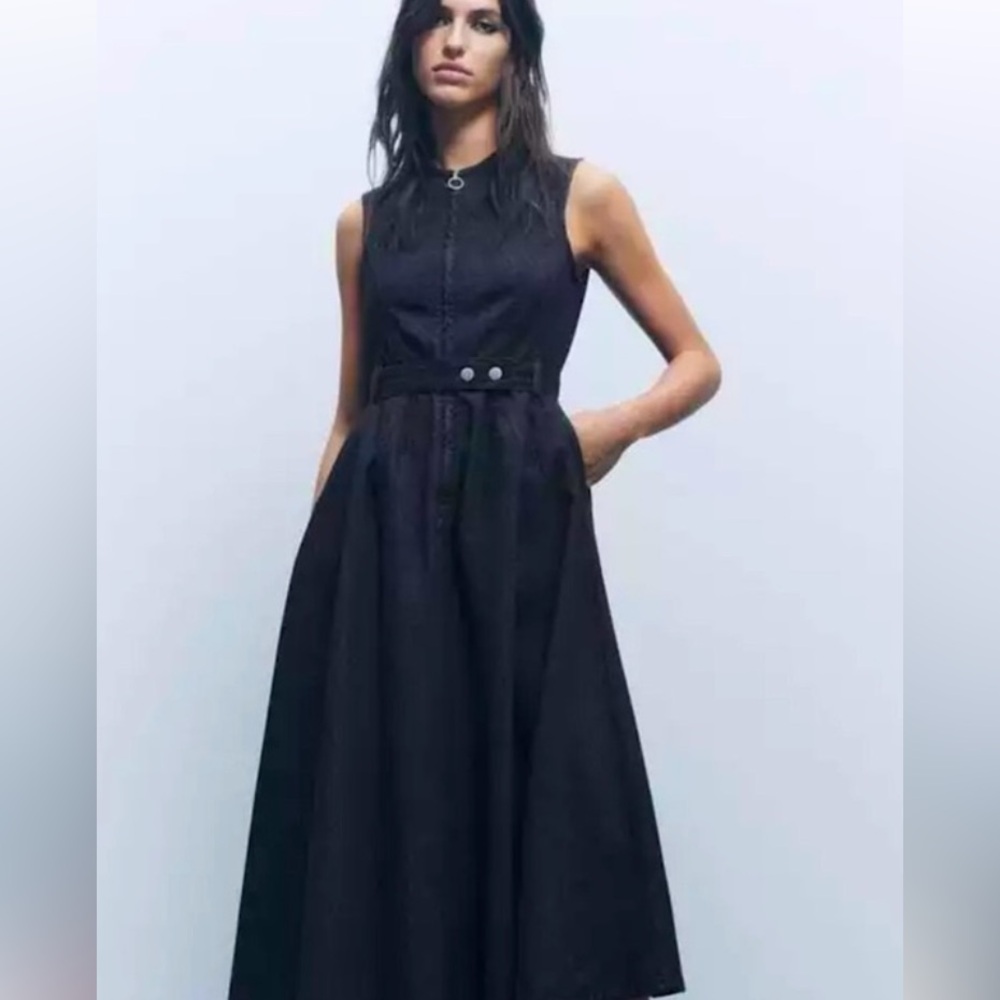 BNWT Zara Woman  asymmetric denim dress medium